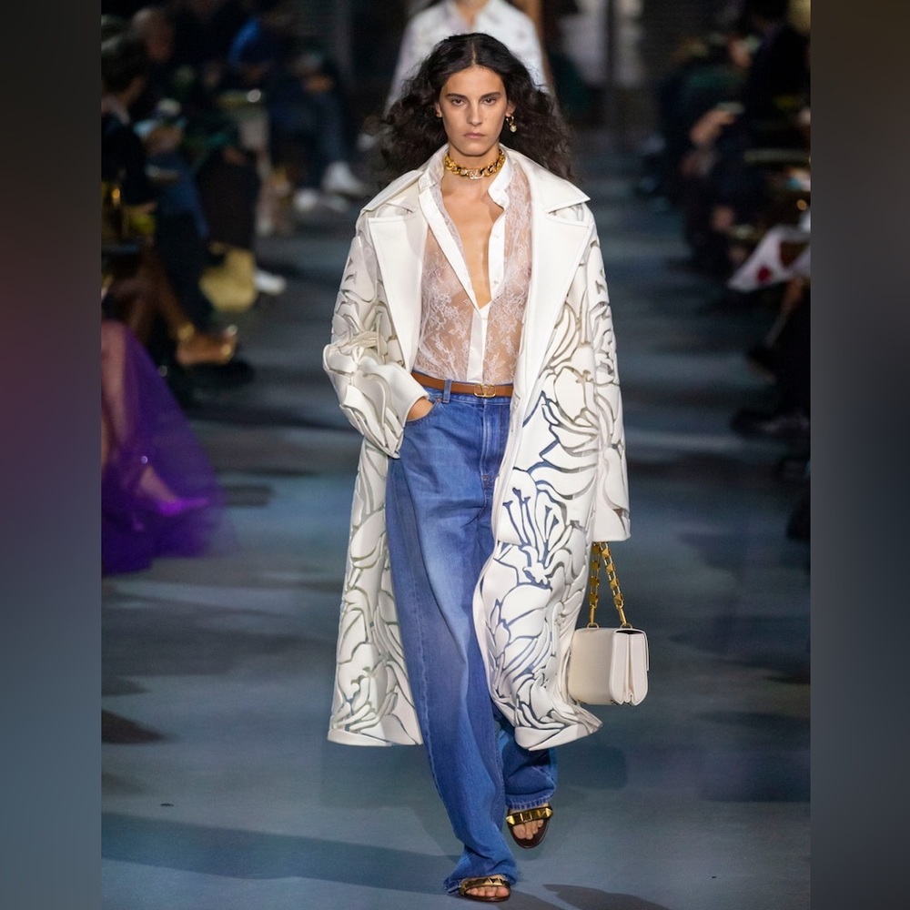 VALENTINO Tie-neck silk and lace blouse